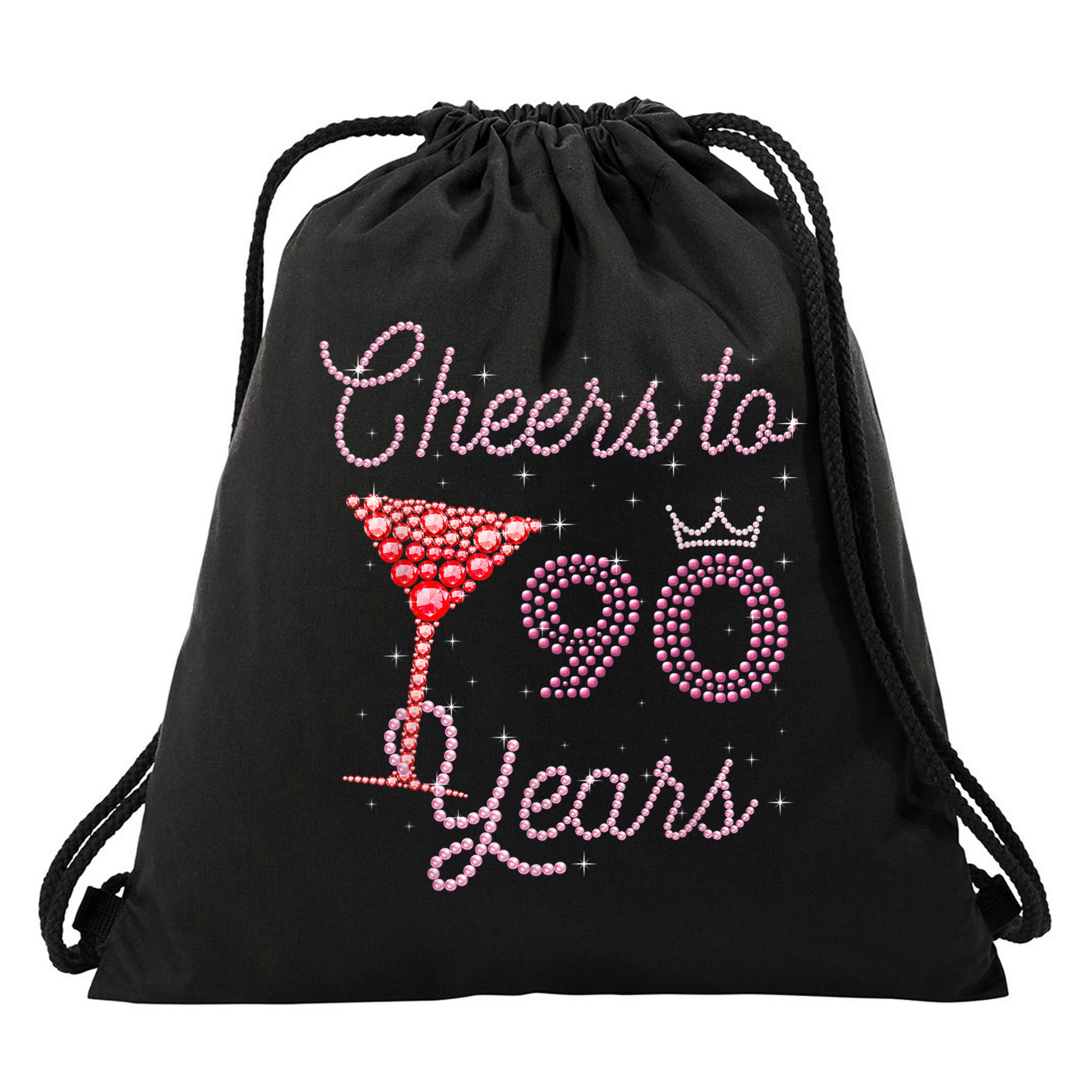 Cheers To 90 Years 90th Birthday 90 Years Old Bday Drawstring Bag