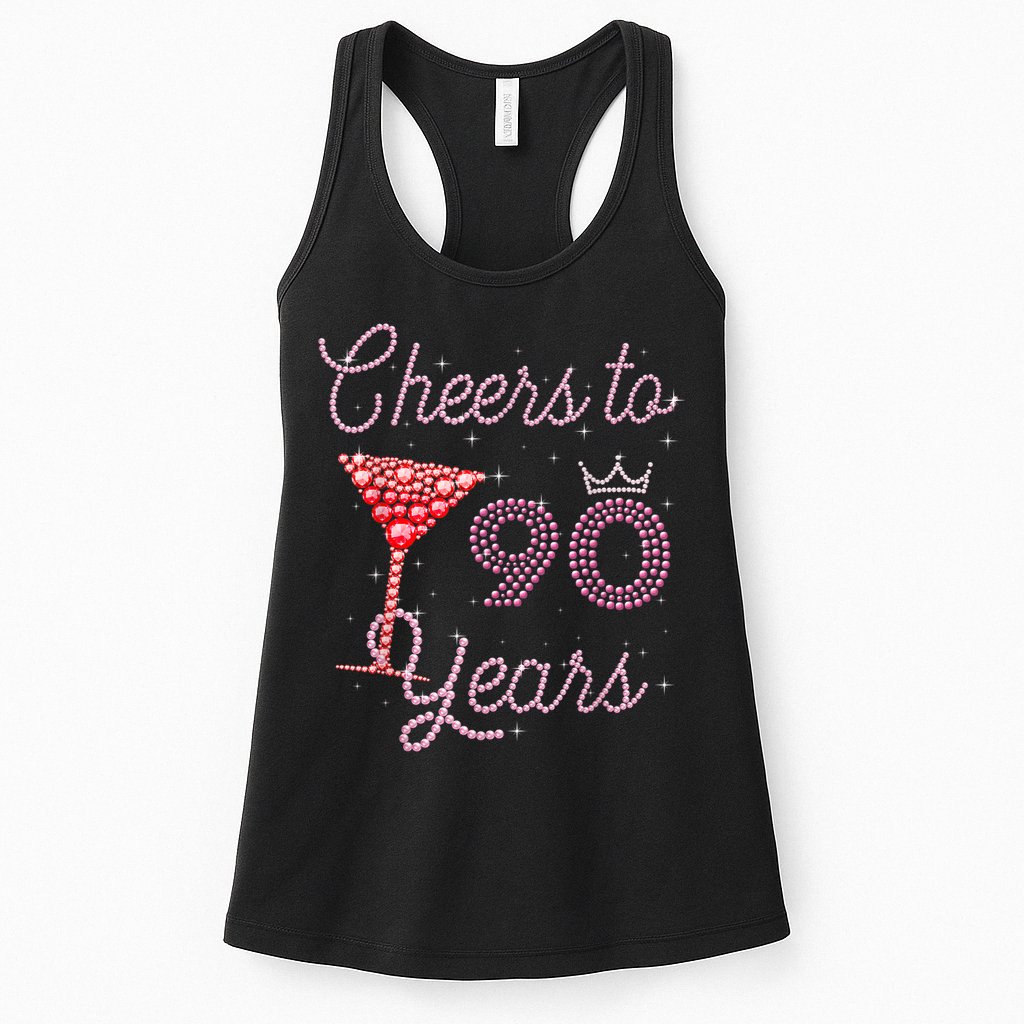 Cheers To 90 Years 90th Birthday 90 Years Old Bday Womens Tank Top