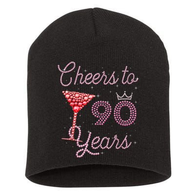 Cheers To 90 Years 90th Birthday 90 Years Old Bday Short Acrylic Beanie