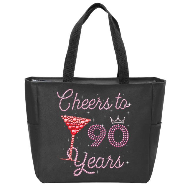 Cheers To 90 Years 90th Birthday 90 Years Old Bday Zip Tote Bag