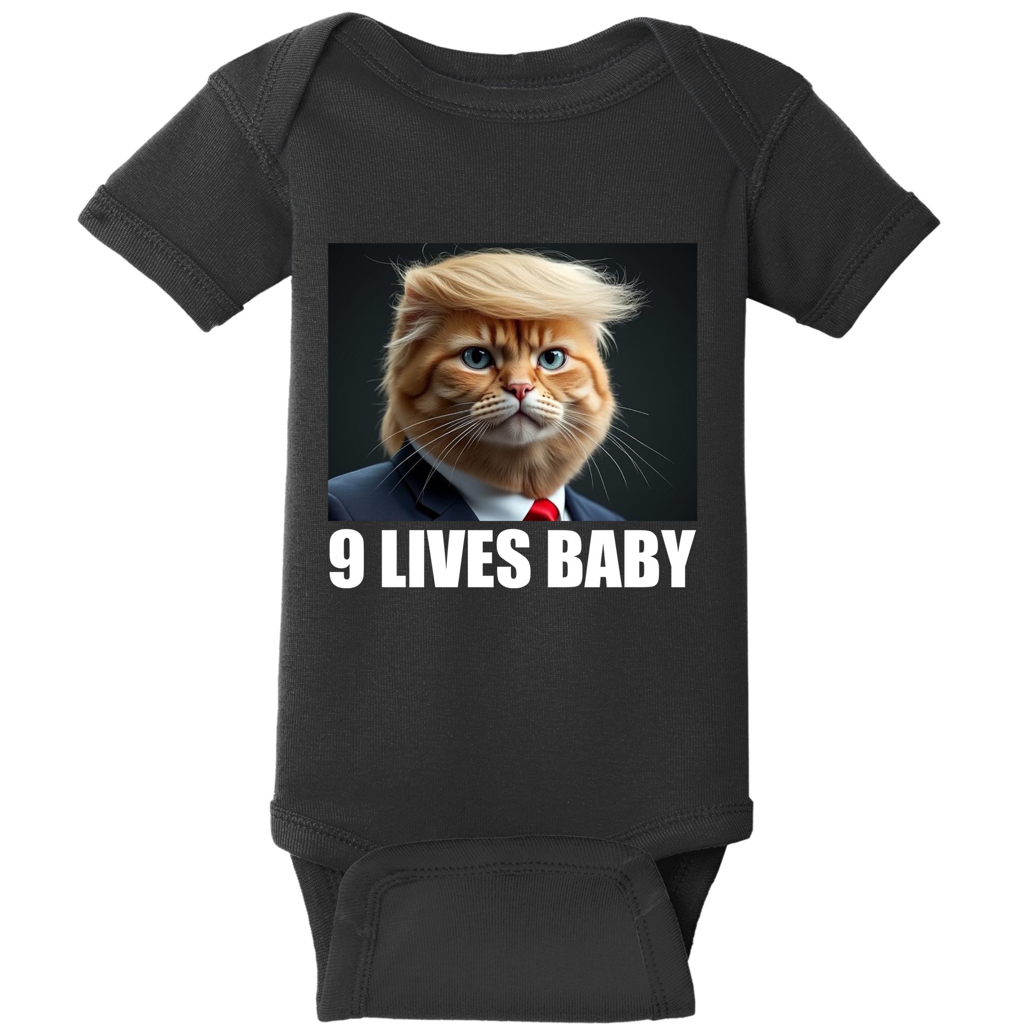 Cat Trump 9 Lives Baby Baby Bodysuit