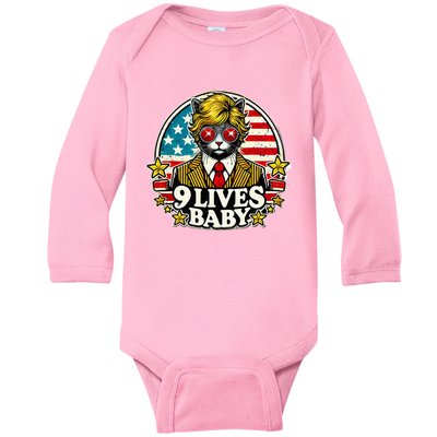 Cat Trump 9 Lives Baby Baby Long Sleeve Bodysuit