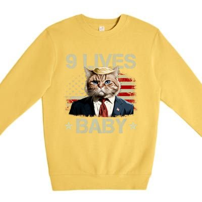 Cat Trump 9 Lives Baby Funny Trump Cat Premium Crewneck Sweatshirt