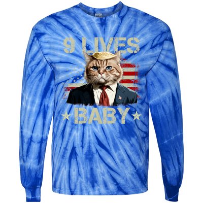 Cat Trump 9 Lives Baby Funny Trump Cat Tie-Dye Long Sleeve Shirt