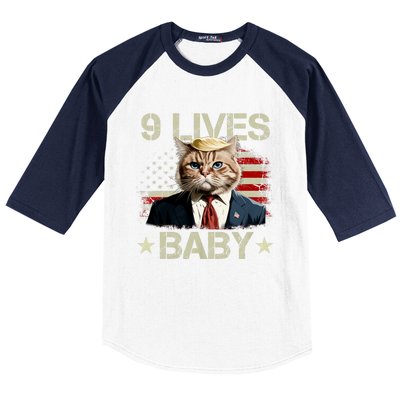 Cat Trump 9 Lives Baby Funny Trump Cat Baseball Sleeve Shirt