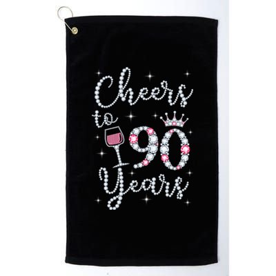 Cheers to 90 Years 1929 90Th Birthday Gift Tee For WoM.e.ns Platinum Collection Golf Towel