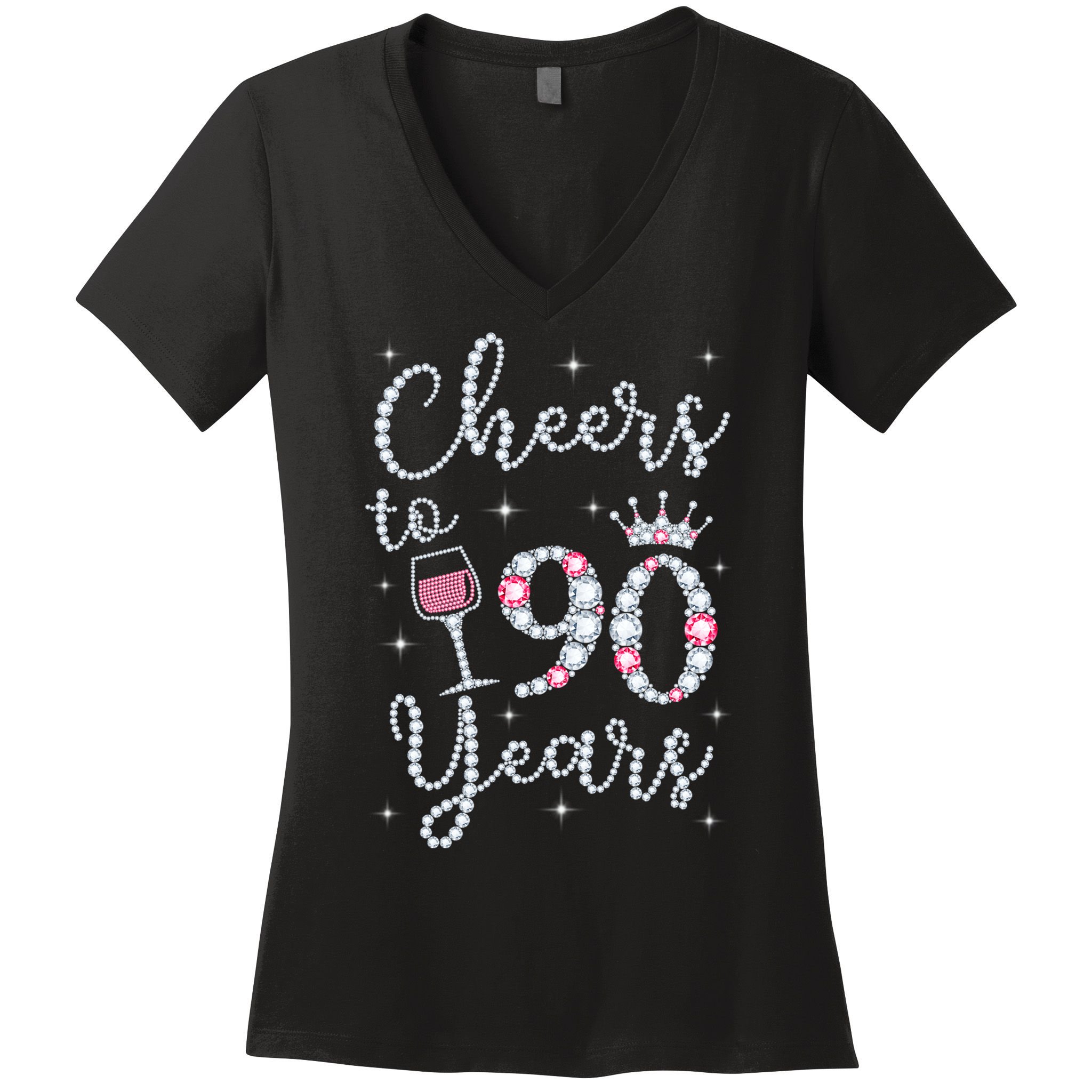 Cheers to 90 Years 1929 90Th Birthday Gift Tee For WoM.e.ns Women's V-Neck T-Shirt