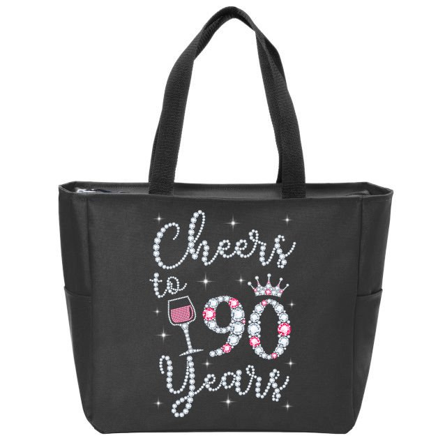 Cheers to 90 Years 1929 90Th Birthday Gift Tee For WoM.e.ns Zip Tote Bag