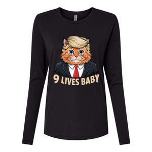 Cat Trump 9 Lives Baby Womens Cotton Relaxed Long Sleeve T-Shirt