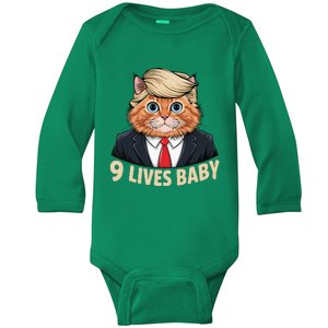 Cat Trump 9 Lives Baby Baby Long Sleeve Bodysuit