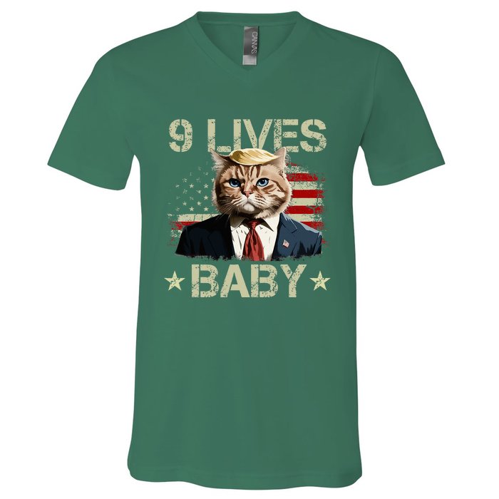 Cat Trump 9 Lives Baby Trump Cat 9 Lives Baby V-Neck T-Shirt