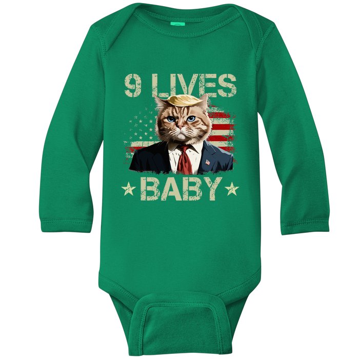 Cat Trump 9 Lives Baby Trump Cat 9 Lives Baby Baby Long Sleeve Bodysuit