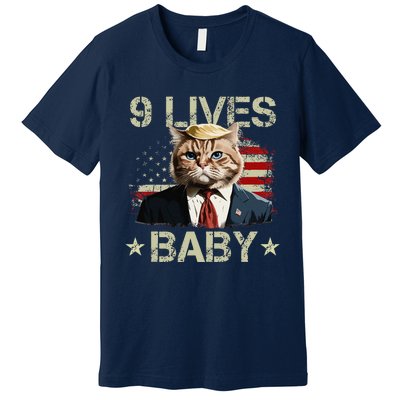 Cat Trump 9 Lives Baby Funny Trump Cat 9 Lives Baby Gift Premium T-Shirt