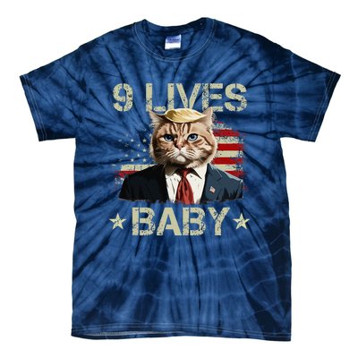 Cat Trump 9 Lives Baby Funny Trump Cat 9 Lives Baby Gift Tie-Dye T-Shirt