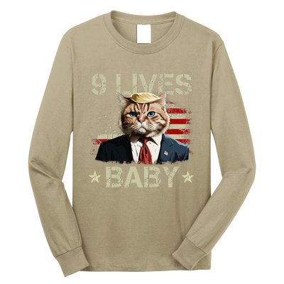 Cat Trump 9 Lives Baby Funny Trump Cat 9 Lives Baby Gift Long Sleeve Shirt