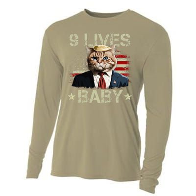 Cat Trump 9 Lives Baby Funny Trump Cat 9 Lives Baby Gift Cooling Performance Long Sleeve Crew