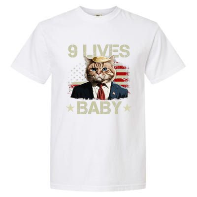 Cat Trump 9 Lives Baby Funny Trump Cat 9 Lives Baby Gift Garment-Dyed Heavyweight T-Shirt