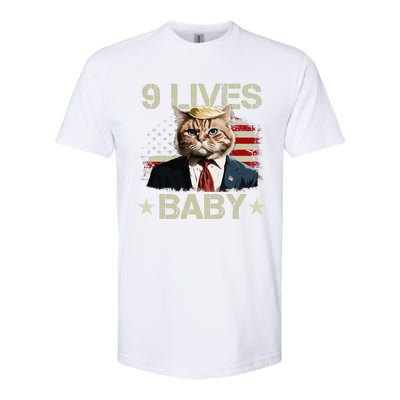 Cat Trump 9 Lives Baby Funny Trump Cat 9 Lives Baby Gift Softstyle CVC T-Shirt