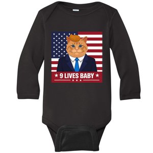 Cat Trump 9 Lives Baby Even My Cat Loves Trump 2024 Baby Long Sleeve Bodysuit