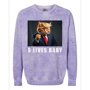 Cat Trump 9 Lives Baby Funny Trump Cat Lovers Colorblast Crewneck Sweatshirt