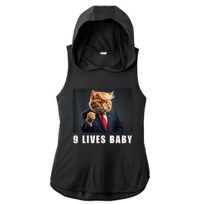 Cat Trump 9 Lives Baby Funny Trump Cat Lovers Ladies PosiCharge Tri-Blend Wicking Draft Hoodie Tank