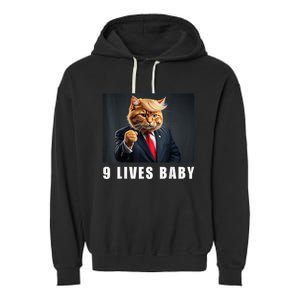 Cat Trump 9 Lives Baby Funny Trump Cat Lovers Garment-Dyed Fleece Hoodie