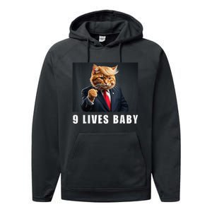 Cat Trump 9 Lives Baby Funny Trump Cat Lovers Performance Fleece Hoodie