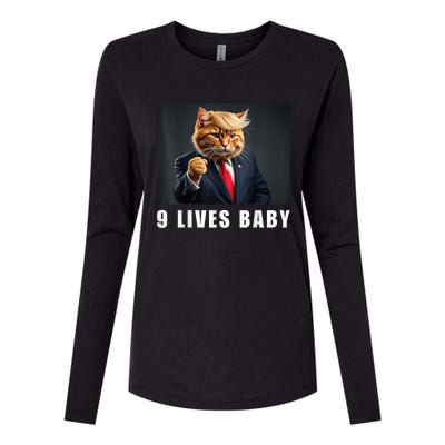 Cat Trump 9 Lives Baby Funny Trump Cat Lovers Womens Cotton Relaxed Long Sleeve T-Shirt