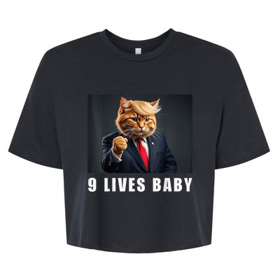 Cat Trump 9 Lives Baby Funny Trump Cat Lovers Bella+Canvas Jersey Crop Tee