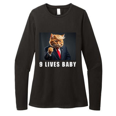 Cat Trump 9 Lives Baby Funny Trump Cat Lovers Womens CVC Long Sleeve Shirt