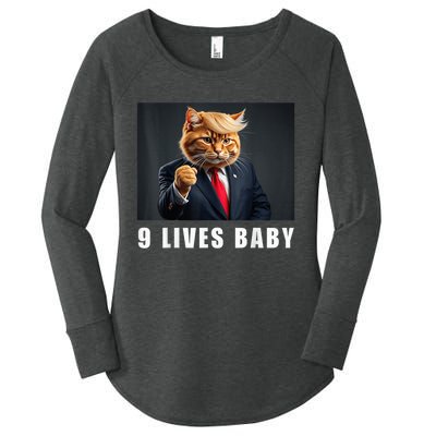 Cat Trump 9 Lives Baby Funny Trump Cat Lovers Women's Perfect Tri Tunic Long Sleeve Shirt