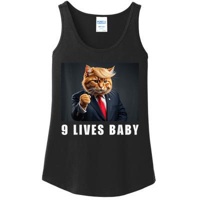 Cat Trump 9 Lives Baby Funny Trump Cat Lovers Ladies Essential Tank