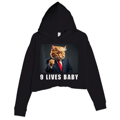 Cat Trump 9 Lives Baby Funny Trump Cat Lovers Crop Fleece Hoodie