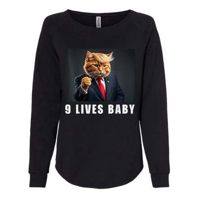 Cat Trump 9 Lives Baby Funny Trump Cat Lovers Womens California Wash Sweatshirt