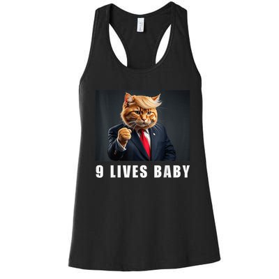 Cat Trump 9 Lives Baby Funny Trump Cat Lovers Women's Racerback Tank