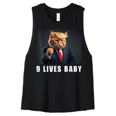 Cat Trump 9 Lives Baby Funny Trump Cat Lovers Women's Racerback Cropped Tank