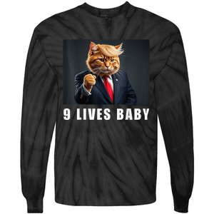 Cat Trump 9 Lives Baby Funny Trump Cat Lovers Tie-Dye Long Sleeve Shirt