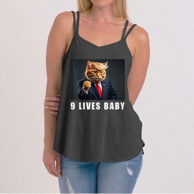 Cat Trump 9 Lives Baby Funny Trump Cat Lovers Women's Strappy Tank