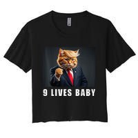 Cat Trump 9 Lives Baby Funny Trump Cat Lovers Women's Crop Top Tee