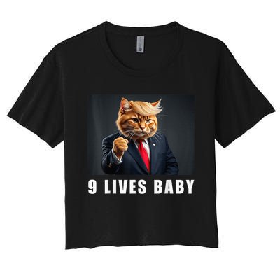 Cat Trump 9 Lives Baby Funny Trump Cat Lovers Women's Crop Top Tee