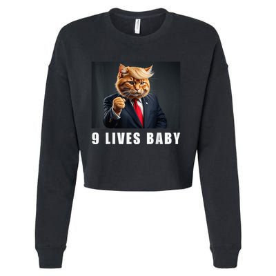 Cat Trump 9 Lives Baby Funny Trump Cat Lovers Cropped Pullover Crew