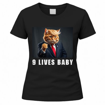 Cat Trump 9 Lives Baby Funny Trump Cat Lovers Women's T-Shirt