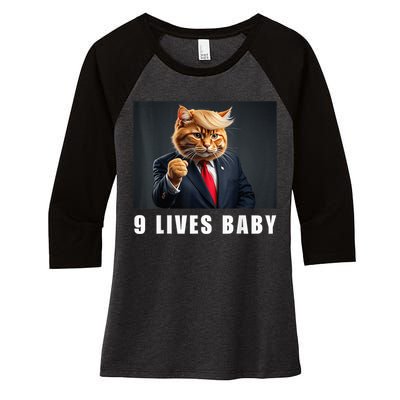 Cat Trump 9 Lives Baby Funny Trump Cat Lovers Women's Tri-Blend 3/4-Sleeve Raglan Shirt