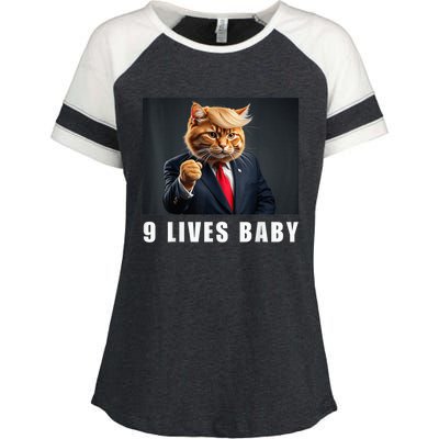 Cat Trump 9 Lives Baby Funny Trump Cat Lovers Enza Ladies Jersey Colorblock Tee