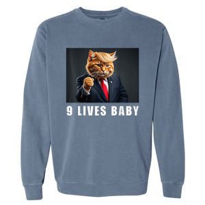 Cat Trump 9 Lives Baby Funny Trump Cat Lovers Garment-Dyed Sweatshirt