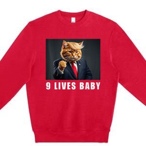 Cat Trump 9 Lives Baby Funny Trump Cat Lovers Premium Crewneck Sweatshirt