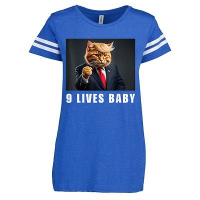 Cat Trump 9 Lives Baby Funny Trump Cat Lovers Enza Ladies Jersey Football T-Shirt