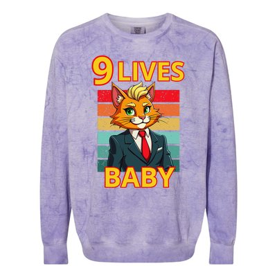 Cat Trump 9 Lives Baby Funny Trump Cat Colorblast Crewneck Sweatshirt