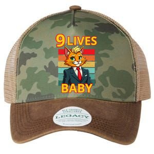 Cat Trump 9 Lives Baby Funny Trump Cat Legacy Tie Dye Trucker Hat