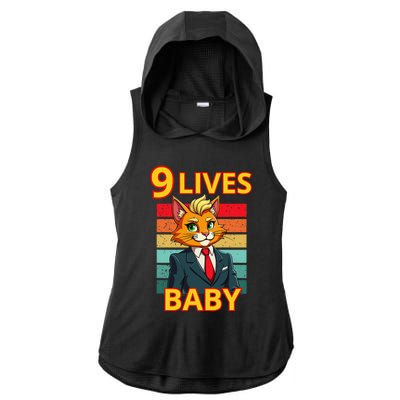 Cat Trump 9 Lives Baby Funny Trump Cat Ladies PosiCharge Tri-Blend Wicking Draft Hoodie Tank